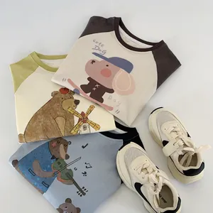 T-shirts à manches longues pour enfants avec motifs cartoon et baskets en mesh
