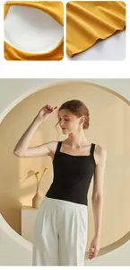 Detail of breathable honeycomb breast pads and precise stitching on camisole