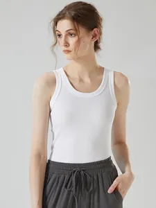 Women's Ribbed Cotton Blend Tank Top Racerback Slim Fit Casual Breathable Sleeveless Round Neck Base Layer Summer Vest Tops