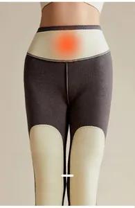 Vue détaillée du legging thermique taille haute avec gaine ventrale et effet chauffant
