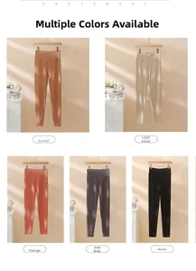 Détail de leggings thermiques côtelés à taille haute avec patchs aux genoux en cinq couleurs
