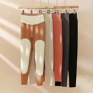 Leggings Thermiques Taille Haute Pour Femmes Doublés De Polaire Pantalons Chauds Hiver Avec Patch De Protection Genou