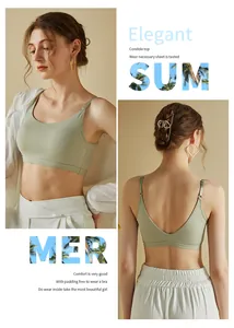Front and back detail of light green cooling U-back camisole with thin straps and padding