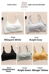 Collage of seamless V-neck cooling camisoles in white, gray, black, green, and ginger colors