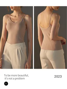 Front and back view of a modal camisole with thin straps and low back design