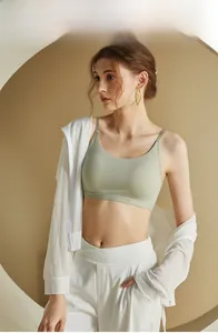 Slim fit light green sports tank top paired with white mesh cardigan and wide trousers
