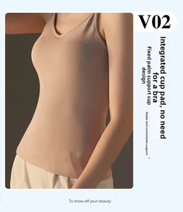 Detail view of the seamless built-in palm cup padding for support on modal camisole