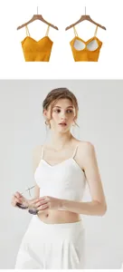Detail view of seamless crop top with built-in chest pads and wide side wings