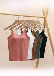Selection of soft modal V-neck camisoles with thin straps in five different colors