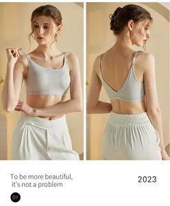 Front and back detail of seamless light grey camisole top with V-shaped back design
