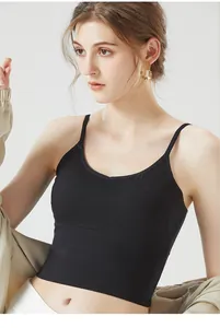 Close-up of black ribbed camisole with thin straps and elastic knit texture