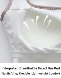 Détail du rembourrage fixe respirant avec structure en nid d'abeille sur top blanc