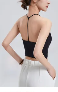 Macro shot of high-elastic black ribbed fabric and T-back strap design for women