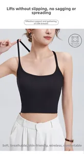Close-up of black ribbed tank top texture showing high elasticity and breathable fabric