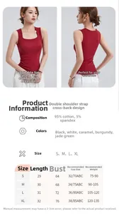 Größentabelle für Damen Slim Fit Camisole mit Maßen für die Größen S bis XL