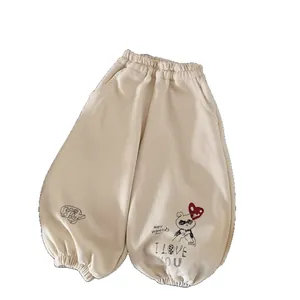 Pantalon de jogging crème pour enfants avec motif ours et taille élastique souple