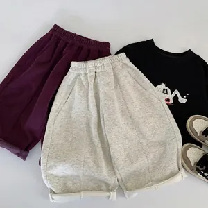 Pantalon de Sport Décontracté en Mélange de Coton pour Enfants Unisexe Couleur Unie Coupe Ample Printemps Automne Vêtements Enfant
