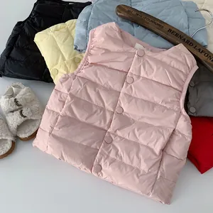 Gesteppte leichte Kinder Daunenweste mit Druckknöpfen in vielen Farben für Winter