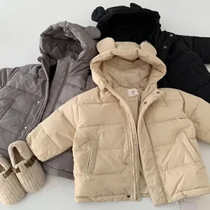 Wasserfeste Kinder-Winter-Daunenjacke mit Kapuze und süßen Tierohren in drei Farben