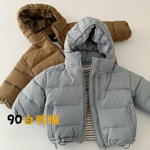 Kids Winter Hooded 90 Percent White Duck Down Jacket Warm Quilted Coat For Boys Girls Waterproof Windproof Zipper Outerwear