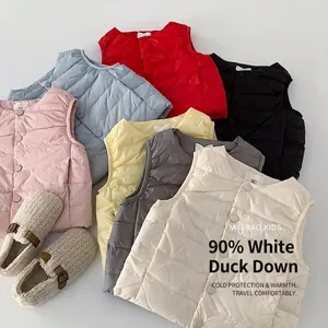 Kinder Leichte Gesteppte Daunenweste 90% Weiße Entendaunen Ärmellos Wattiert Puffer Weste Jungen Mädchen Winter Warm Außenbekleidung