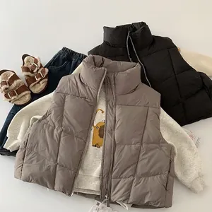 Gilet in Piumino d'Anatra Bianco 90 per Bambini Gilet Trapuntato Collo in Piedi Giacca Invernale Senza Maniche Ragazzi Ragazze