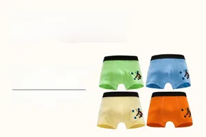 Pack of 4 premium cotton boxer briefs for boys with cute cartoon bear prints