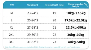 Size chart for boys' pure cotton boxer briefs showing waist and weight measurements