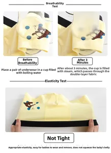 Breathable cotton underwear for boys with elastic waistband and cute bear print