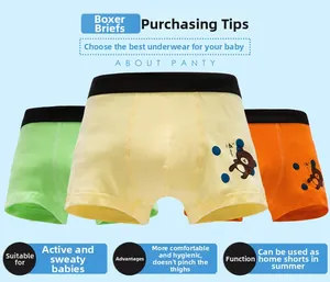 Detailed view of three cotton boys boxers with cartoon bears and wide elastic waistbands