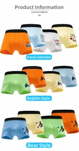 Detailed display of boys' 100% cotton boxer briefs with cute animal and car patterns