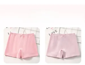 Détails des couleurs des sous-vêtements pour filles en coton rose et violet avec nœud