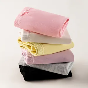 Pack of six soft cotton girls safety shorts in pink, white, yellow, purple, grey and black