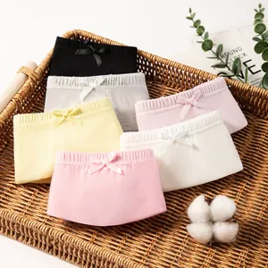 Lot de 6 shorts de sécurité en coton doux pour filles avec nœuds décoratifs, couleurs assorties