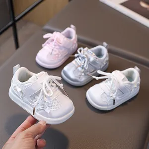 Toddler Girls Breathable Mesh Walking Shoes Sweet Bow Pearl Decor Soft Sole Non Slip Casual Princess Sneakers Baby Shoes