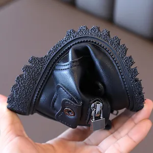 Stivaletti flessibili in pelle nera per bambini con zip laterale e fibbia a stella