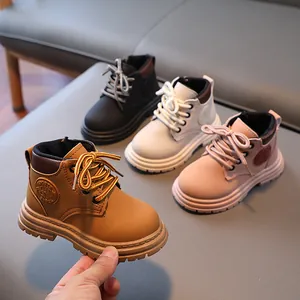 Bottines Martin pour Enfants en Cuir Synthétique Antidérapant Tige Moyenne Bottes Courtes pour Garçons Filles Chaussures de Mode Décontractées Avec Fermeture Éclair Latérale