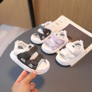 Kids Sporty Sandals Toddler Anti-Kick Toe Protection Beach Shoes Breathable Mesh Hook And Loop Non-Slip Summer Footwear