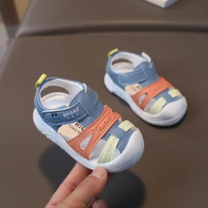 Soft sole toddler sandals with closed toe and cartoon rabbit design for boys and girls