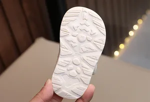 Detailed view of non-slip rubber sole with size marking for toddler summer sandals