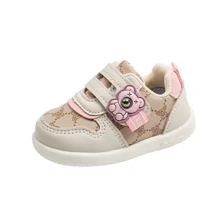 Scarpe antiscivolo per bambini con motivi di orsetto e doppia chiusura a strappo
