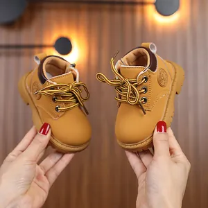 Kleinkind Baby Martin Stiefel Herbst Winter Rutschfest Weiche Sohle Kunstleder Britischer Stil Seitenreißverschluss Stiefeletten Für Jungen Mädchen