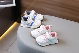 Detail of children's fashion sneakers with velcro straps and non-slip rubber soles