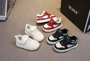 Top view of three classic colorways for kids sports sneakers with breathable toe caps