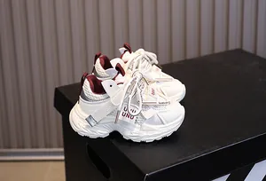 Detailed close-up of breathable mesh and thick anti-slip sole on kids sneakers
