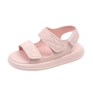 Sandali rosa per bambini con doppio velcro e suola morbida per comfort estivo