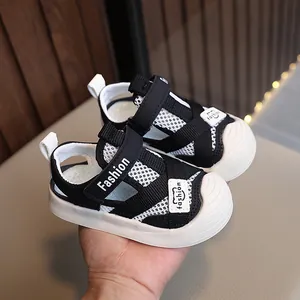 Breathable mesh baby sandals with protective rubber toe cap and Velcro straps for toddlers