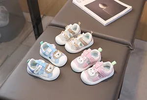 Three pairs of breathable mesh baby sandals with cute cartoon animal patterns