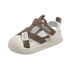 Kids breathable mesh summer sandals with soft rubber sole and protective toe cap