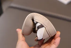 Detail showing the highly flexible and bendable rubber sole of the toddler walking shoes